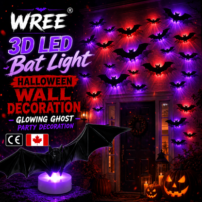 WREE®🎁🎁🎁 3D LED Bat Light Halloween Wall Decoration