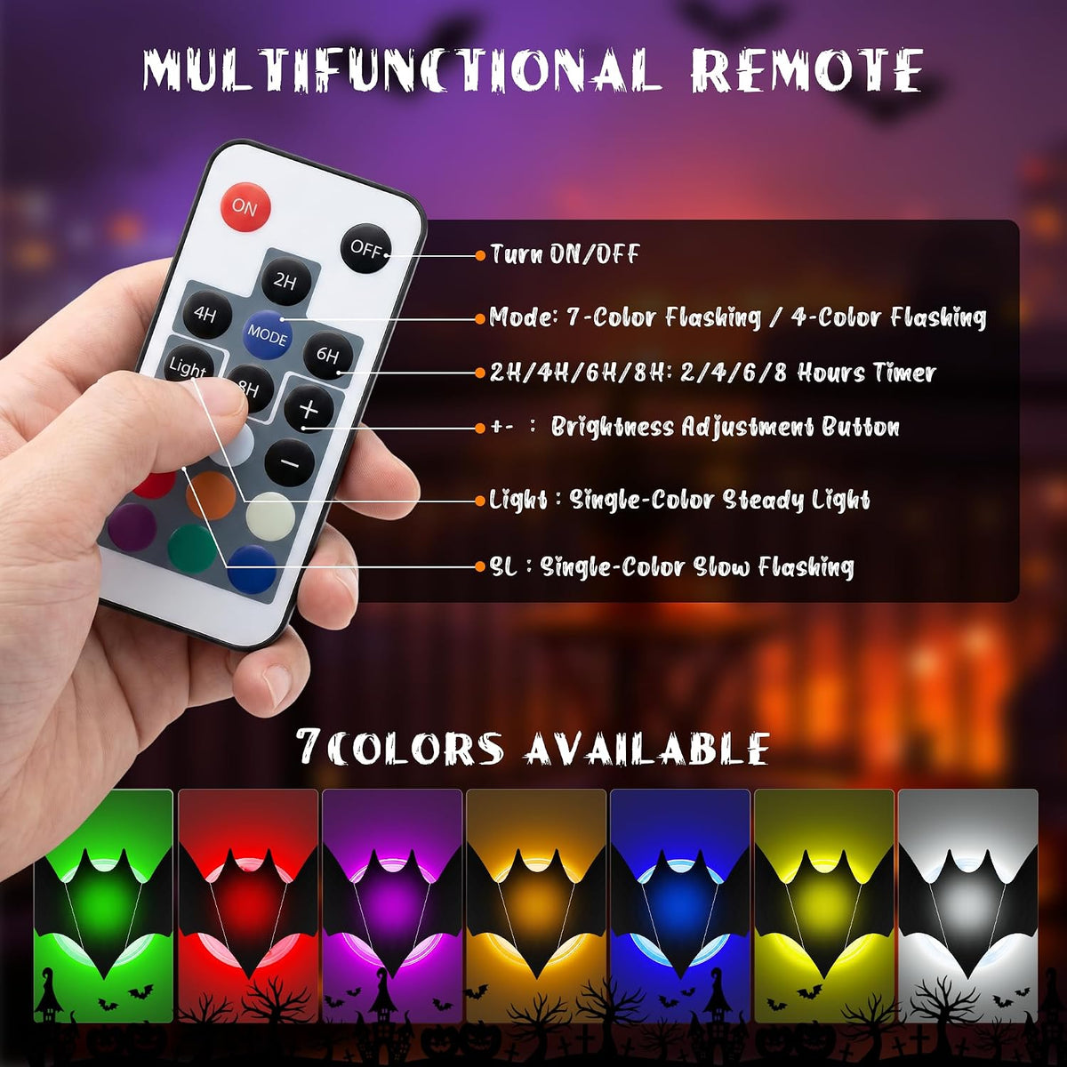 🎃🎁 WREE® 3D LED Bat Light Halloween Wall Decoration – Glowing Ghost Party Décor