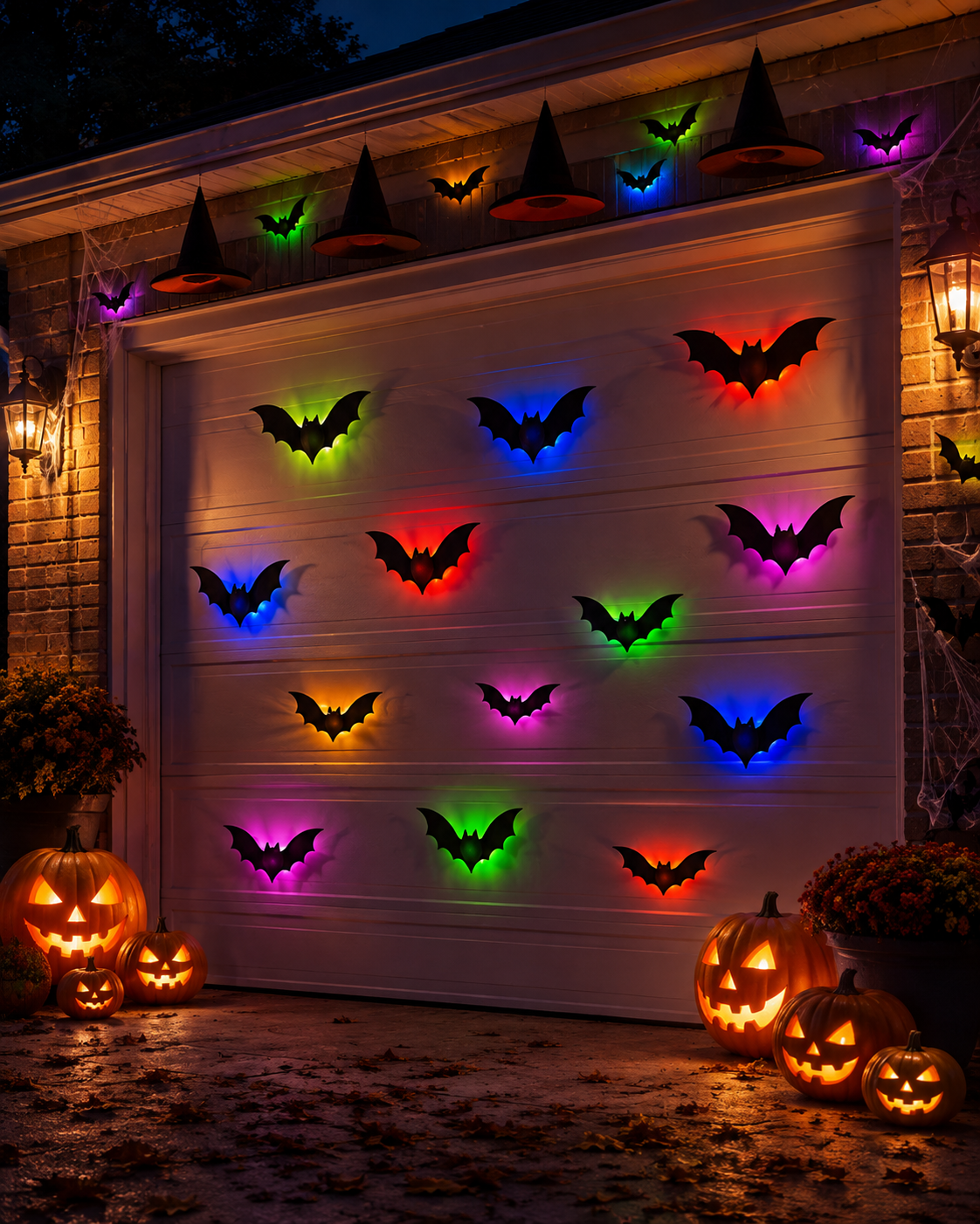 🎃🎁 WREE® 3D LED Bat Light Halloween Wall Decoration – Glowing Ghost Party Décor