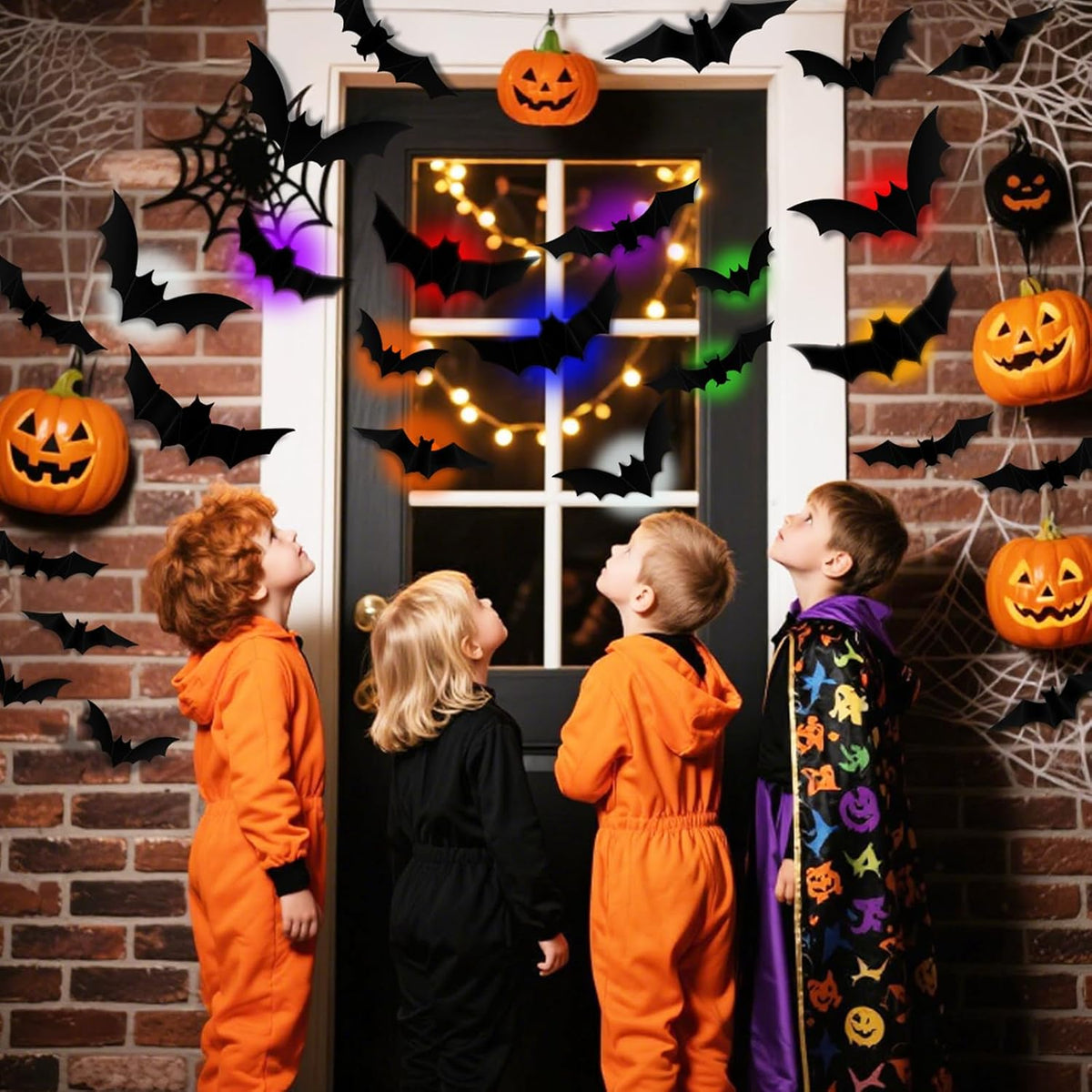 🎃🎁 WREE® 3D LED Bat Light Halloween Wall Decoration – Glowing Ghost Party Décor
