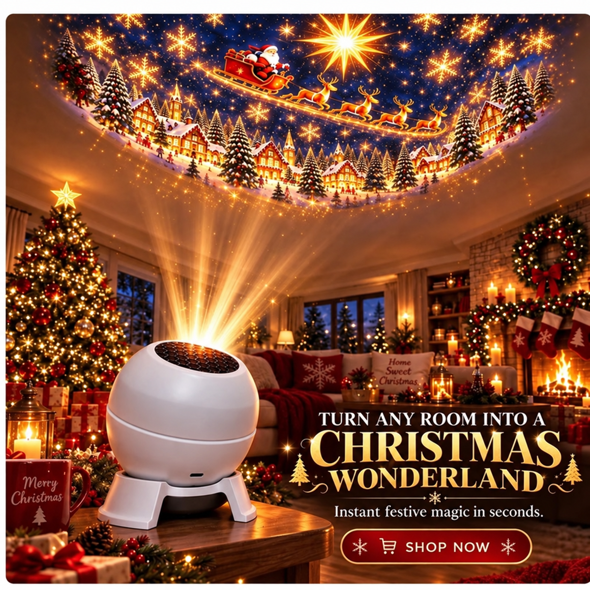 ⛄Official Store |  SCNDR® 🎅🏻🎅🏻Smart Holographic Projector (HD Smart Dynamic 5D)