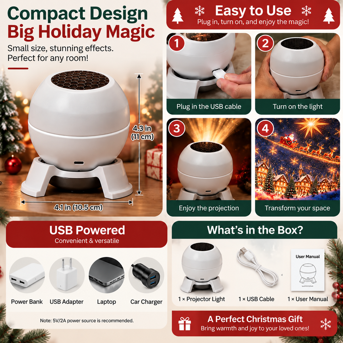 ⛄Official Store |  SCNDR® 🎅🏻🎅🏻Smart Holographic Projector (HD Smart Dynamic 5D)